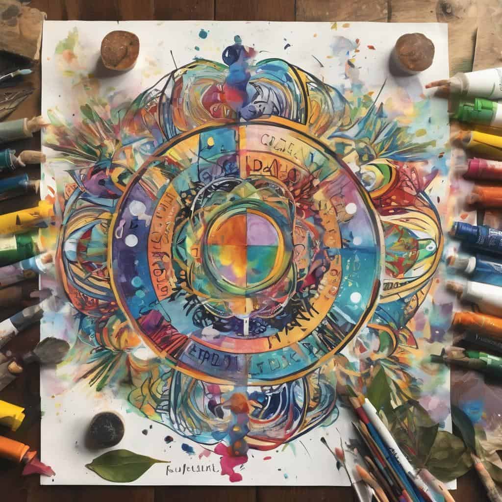 Πολύχρωμα μολύβια και ζωγραφική σε χαλαρωτικό και δημιουργικό περιβάλλον.